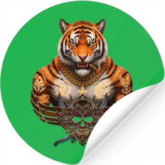 Discover Fierce Tiger Warrior Design Stickers