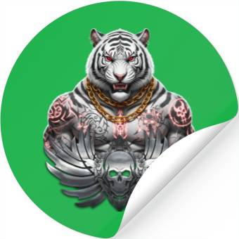 Discover Fierce White King Tiger Tattoo  Stickers