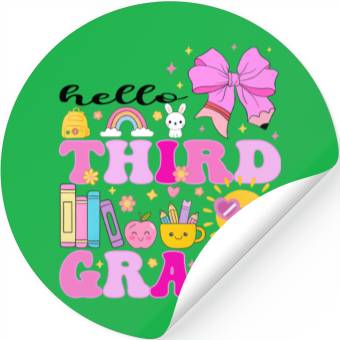 Discover Hello Third Grade, Preppy Back to School Stickers