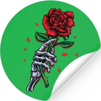 Discover Skeleton Hand with Rose – Gothic Romance Art Stickers