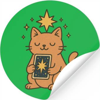 Discover Celestial Cat Tarot Design Stickers