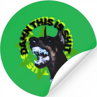 Discover Aggressive Doberman with Spiked Text Stickers