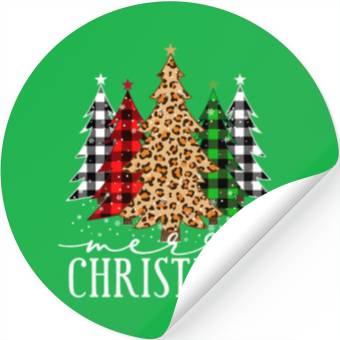 Discover Leopard and Plaid Christmas Tree Design Stickers