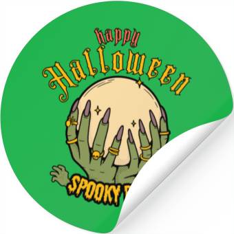 Discover Halloween Moon Hand Illustration Stickers