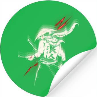 Discover Futuristic Samurai Warrior Illustration Stickers