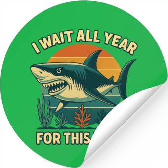 Discover Shark Retro Sunset Bold Ocean Predator  Stickers