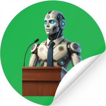 Discover Futuristic Robot President Stickers