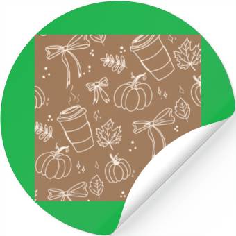 Discover Autumn Cozy Pumpkin & Coffee Pattern Stickers
