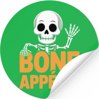 Discover Halloween Skeleton with Bone Appétit Text Stickers
