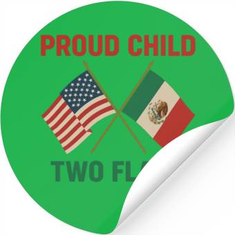 Discover Proud Child Two Flags Design Stickers