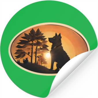 Discover Sunset Wilderness Wolf Silhouette Stickers