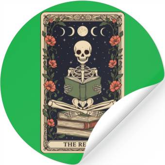 Discover Celestial Skeleton Reading Tarot Stickers