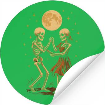 Discover Moonlit Skeleton Dance Illustration Stickers