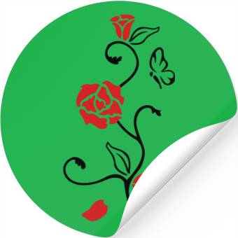 Discover Rose Vine Butterfly 2 Color Stickers