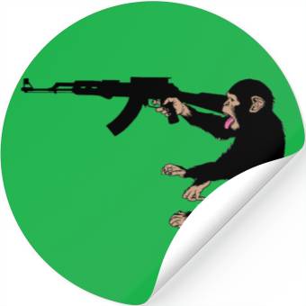Discover monkey holding a gun Stickers