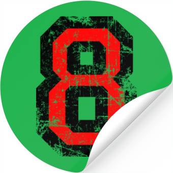Discover Number 8 (Distressed Red) Stickers