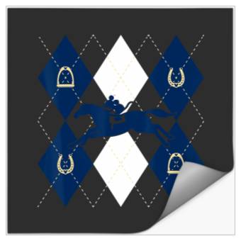 Discover Disney Mickey Mouse Horse Racing Silhouette Argyle Pattern Stickers