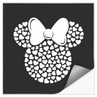Discover Disney Minnie Mouse Icon Filled with White Hearts Stickers