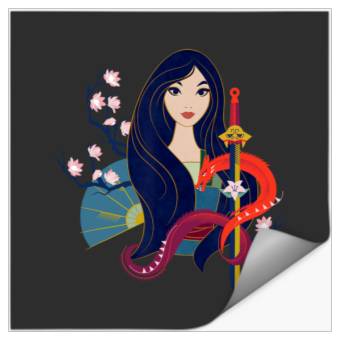 Discover Disney Princess Mulan and Mushu Modern Art Deco Style Stickers