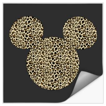 Discover Disney Mickey Mouse Cheetah Print Silhouette Fil Stickers