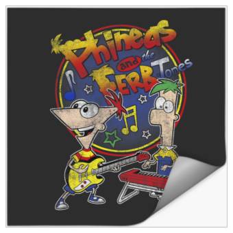 Discover Disney Phineas And Ferb-Tones Distressed Band Logo Stickers