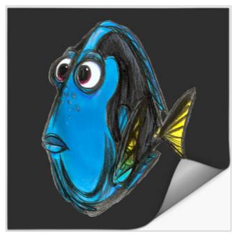 Discover Disneyss Pixars Finding Nemo Dory Blue Fish Sketch Portrait Stickers