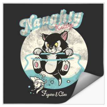 Discover Disney Pinocchio Naughty Kitty Figaro & Cleo Retro Big Logo Stickers