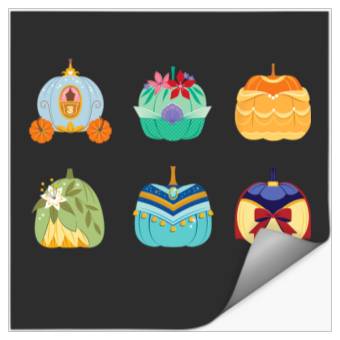 Discover Disney Princess Pumpkins Fall Autumn Six Pumpkin Princesses Stickers
