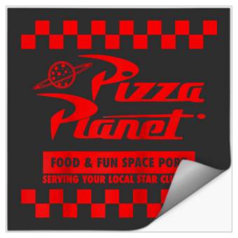 Discover Disney Toy Story Pizza Planet Checkered Logo Raglan Baseball Tee Stickers