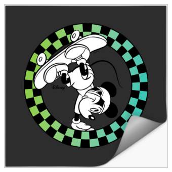 Discover Disney - Mickey Skateboard Checkered Circle Stickers