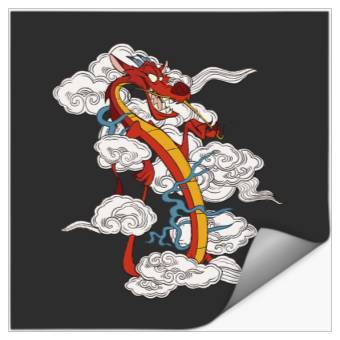 Discover Disney Mulan Chinese New Years Sassy Mushu Clouds Portrait Stickers