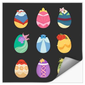Discover Disney Princess Easter Spring Nine Decorated Easter Eggs Stickers