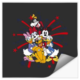 Discover Disney Mickey Classic 4th Of July Fireworks Group Hug Stickers