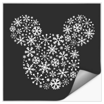 Discover Disney Mickey Mouse Icon Holiday White Snowflakes Stickers