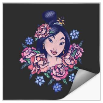 Discover Disney Mulan Floral Portrait Vintage Stickers