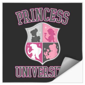 Discover Disney Princess University College Text Logo Gra Stickers