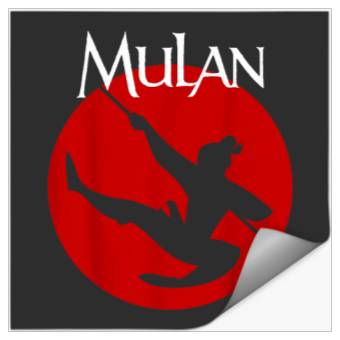 Discover Disney Mulan Silhouette In Action Red Circle Gra Stickers