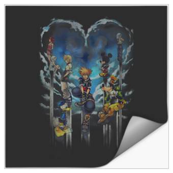 Discover Disneyss Kingdom Hearts Main Characters Heart Shape Distressed Stickers