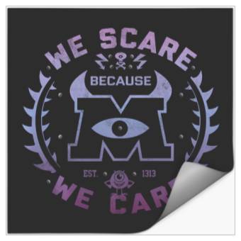 Discover Disney Pixar Monsters Inc. We Scare Because We Care Logo Stickers