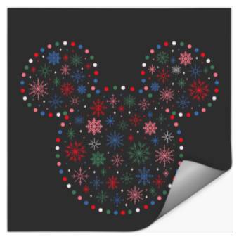 Discover Disney Mickey Mouse Icon Christmas Holiday Lights Snowflakes Stickers