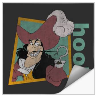 Discover Disney Peter Pan Retro Captain Hook Smirking Long Sleeve Stickers