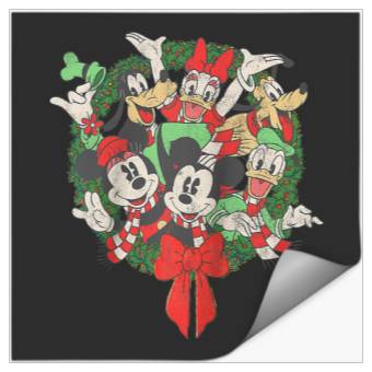 Discover Disney Group Shot Christmas Wreath Raglan Baseball Tee Stickers
