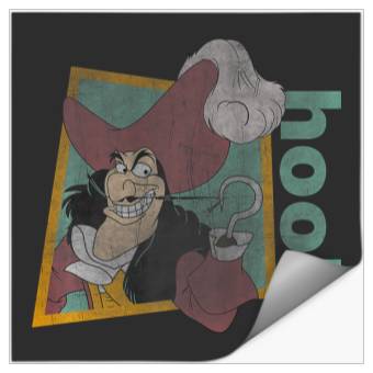 Discover Disney Peter Pan Retro Captain Hook Smirking Premium Stickers