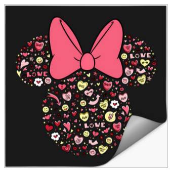 Discover Disney Minnie Mouse Head Filled With Love Valentines Day Stickers
