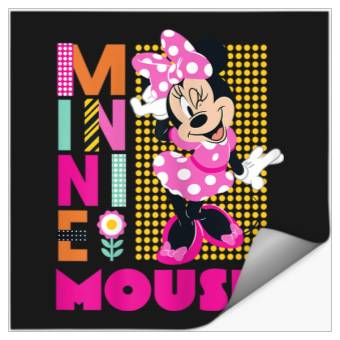 Discover Disneyss Minnie Mouse Smiling Polka Dot Retro Logo Stack Stickers