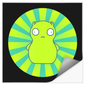 Discover bobs burgers kuchi kopi lime green hypno wheel Stickers
