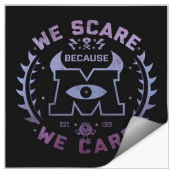 Discover Disney Pixar Monsters Inc. We Scare Because We Care Logo Stickers