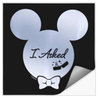 Discover Disney I Asked Proposal Engagement Ring Bow Tie Mickey Stickers