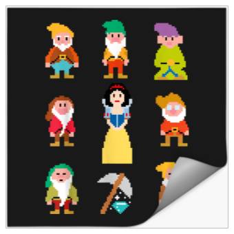 Discover Disneyss Snow White Pixelated Dwarfs Graphic Stickers