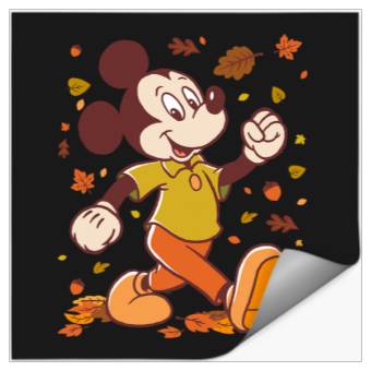 Discover Disney Mickey Mouse Strolling Through Autumn Leaves Fall Stickers